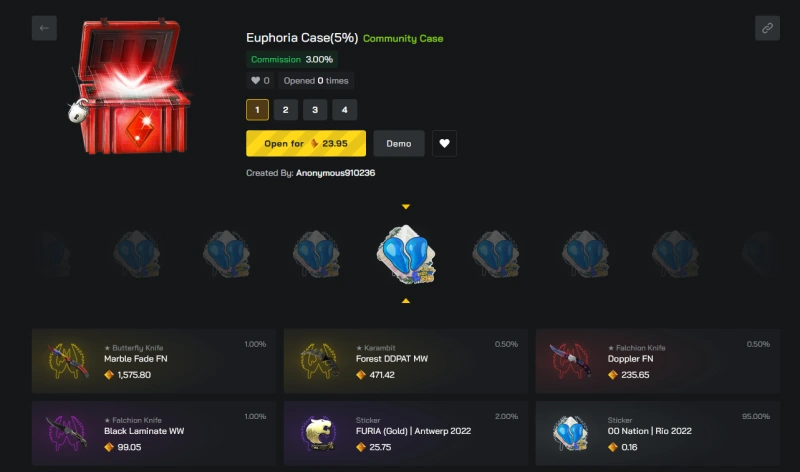 euphoria case - best clash.gg community cases